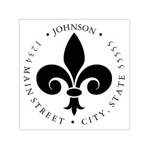 Tampon Auto-encreur Étiquette retour français Fleur-de-lis