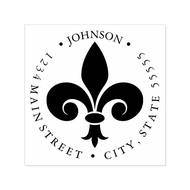 Tampon Auto-encreur Étiquette retour français Fleur-de-lis (Design)