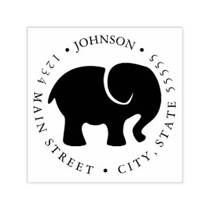 Tampon Auto-encreur Étiquette retour Silhouette Eléphant mignon
