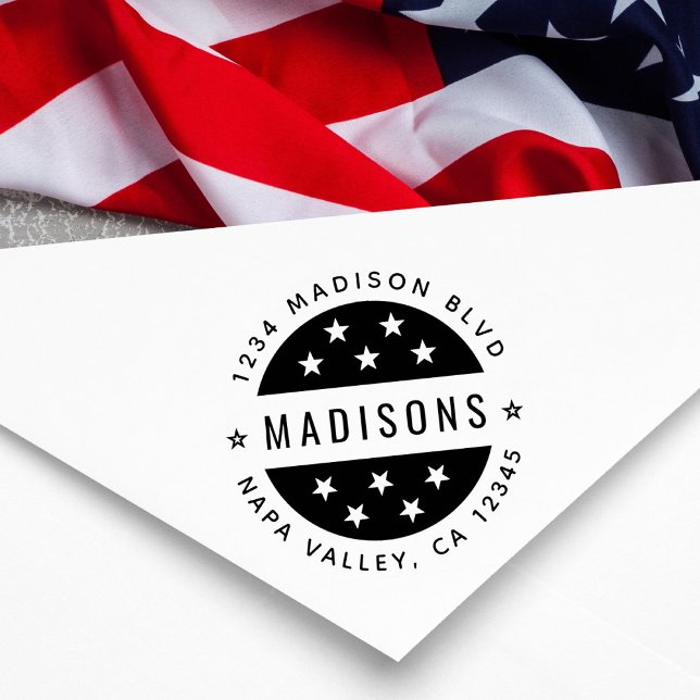 Tampon Auto-encreur Étoile Arrondi Script Retourner l'adresse auto-écr (Créateur téléchargé)