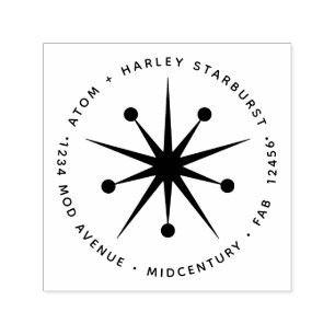 Tampon Auto-encreur Étoile de l'explosion atomique minimaliste moderne