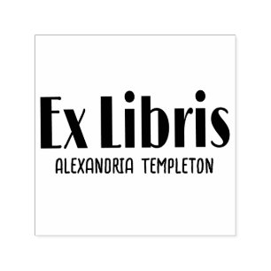 Tampon Auto-encreur Ex Libris Art Déco Texte Vintage #2 Bibliothèque L