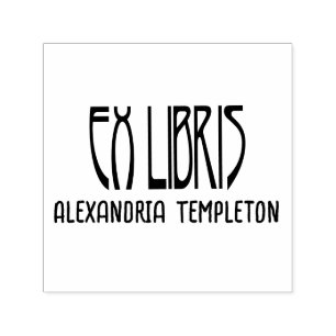 Tampon Auto-encreur Ex Libris Art Déco Texte Vintage #3 Bibliothèque L