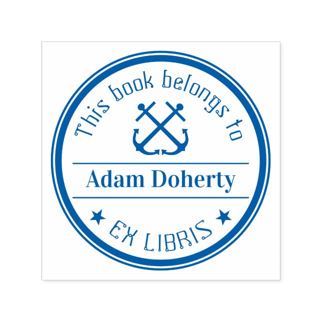 Tampon Auto-encreur Ex Libris avec | Deux Ancres (Design)