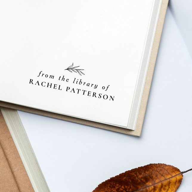 Tampon Auto-encreur Ex-libris botanique simple de la bibliothèque de n (Créateur téléchargé)