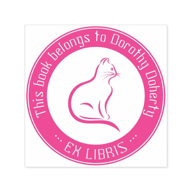 Tampon Auto-encreur Ex Libris | Cat mignon auto-encastré Timbre (Design)