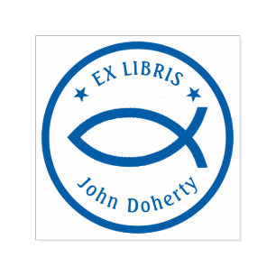 Tampon Auto-encreur Ex Libris Christian Fish   Personnalisable