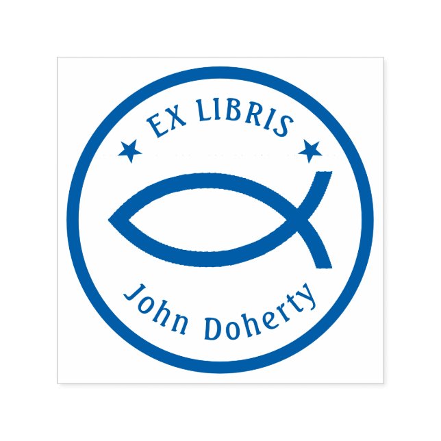 Tampon Auto-encreur Ex Libris Christian Fish | Personnalisable (Design)