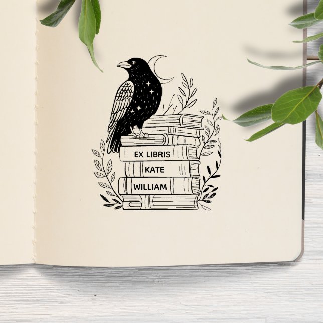 Tampon Auto-encreur Ex libris corbeau (Créateur téléchargé)