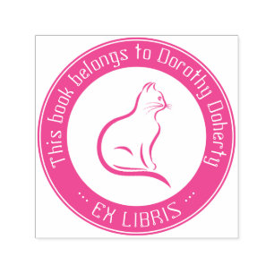 Tampon Auto-encreur ex Libris   Cute Cat Self-inking Stamp