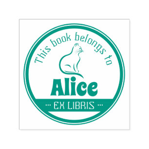 Tampon Auto-encreur Ex Libris   Cute chat