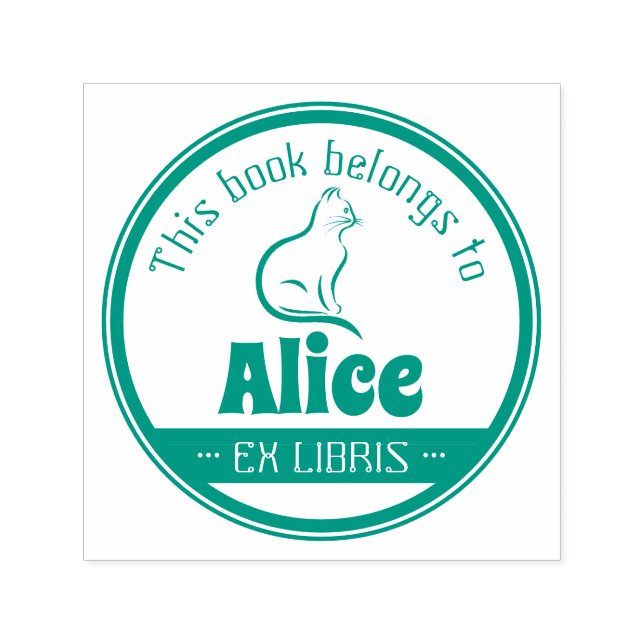 Tampon Auto-encreur Ex Libris | Cute chat (Design)