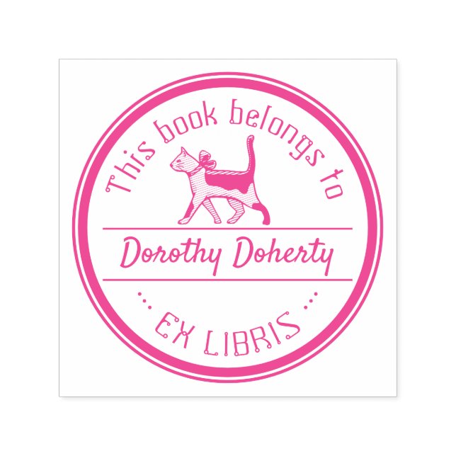 Tampon Auto-encreur Ex Libris | Cute chat (Design)