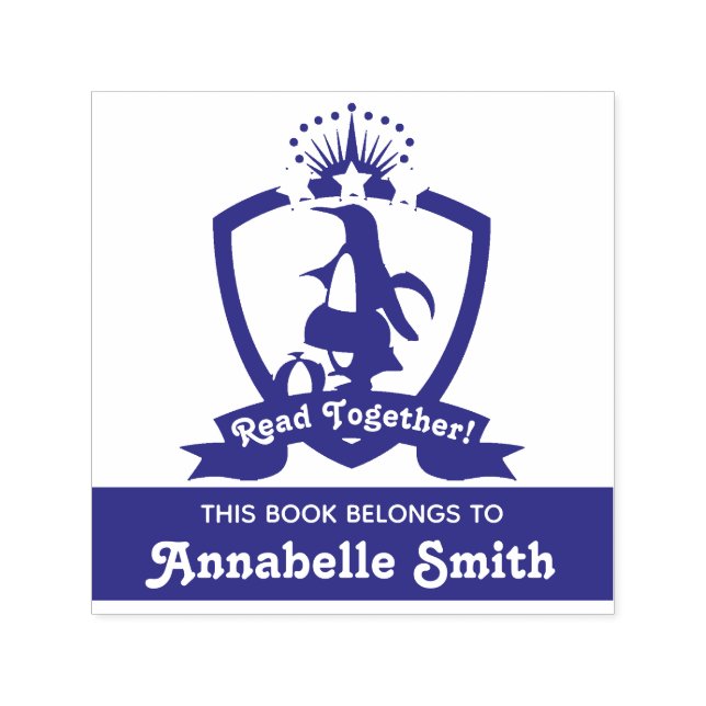 Tampon Auto-encreur Ex-libris de joli manchot pour enfants (Design)