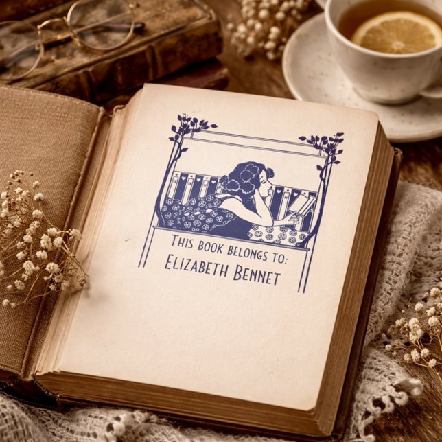 Tampon Auto-encreur Ex-libris élégant vintage (Créateur téléchargé)