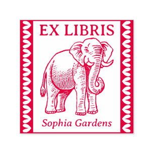 Tampon Auto-encreur Ex Libris - Elephant Indien - Bordé