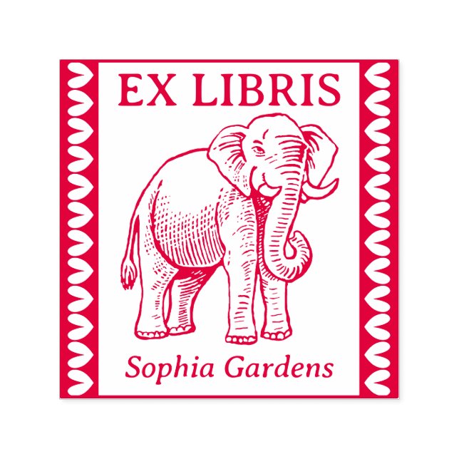 Tampon Auto-encreur Ex Libris - Elephant Indien - Bordé (Design)