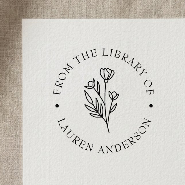 Tampon Auto-encreur Ex libris floral élégant (Créateur téléchargé)