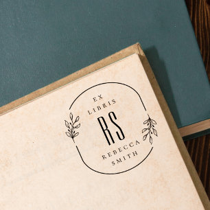 Tampon Auto-encreur Ex Libris moderne à main levée avec nom personnali