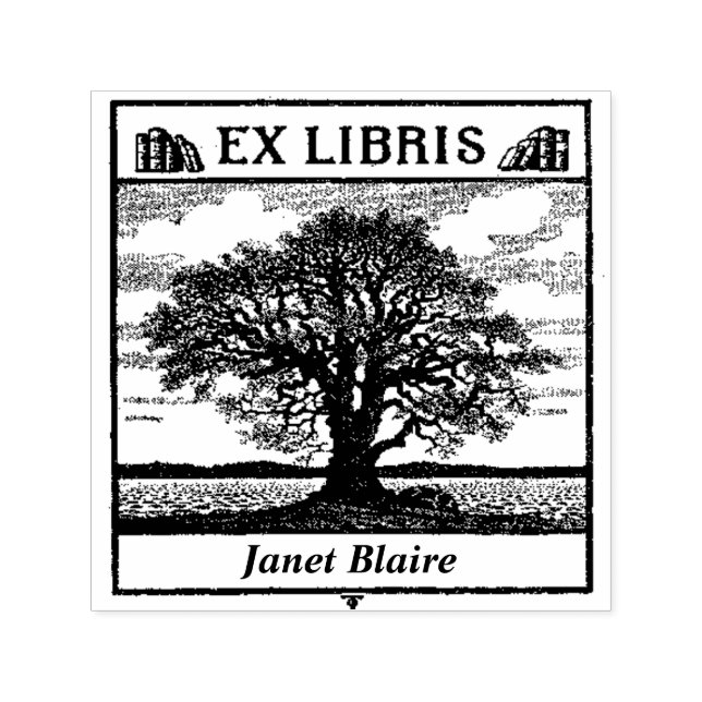 Tampon Auto-encreur EX LIBRIS Plaque de livre Bibliothèque personnalis (Design)