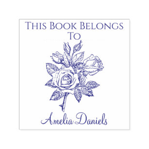 Tampon Auto-encreur Ex-libris Rose Vintage