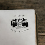 Tampon Auto-encreur Ex Libris Rustique Montagne Dessinée à la Main Nom<br><div class="desc">Ex Libris Rustique Montagne Dessinée à la Main Nom Personnalisé Tampon auto-encreur. Caractérisé par une typographie serif avec un paysage de montagne dessiné à la main au centre.</div>