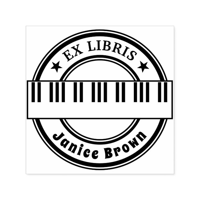 Tampon Auto-encreur Ex Libris with Piano Keys | music (Design)