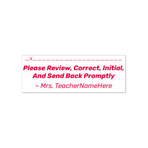 Tampon Auto-encreur Examen de l'affectation + Nom de l'enseignant Timb
