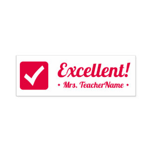 Tampon Auto-encreur "Excellent !" + Nom de l'enseignant sur mesure