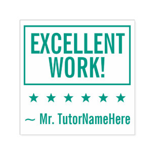 Tampon Auto-encreur "EXCELLENT TRAVAIL !" + Nom du Tuteur Timbre en ca