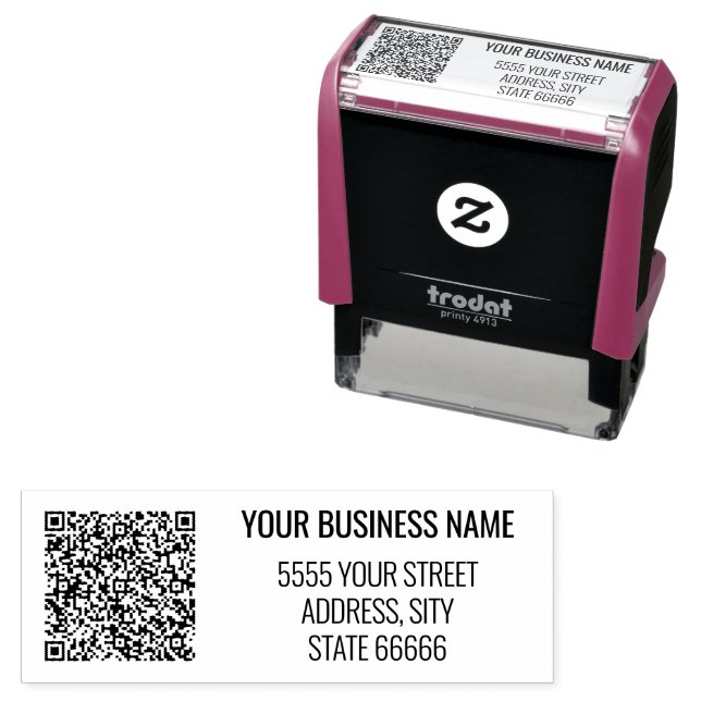 Tampon Auto-encreur Exemple de timbre d'adresse de code QR (En situation)
