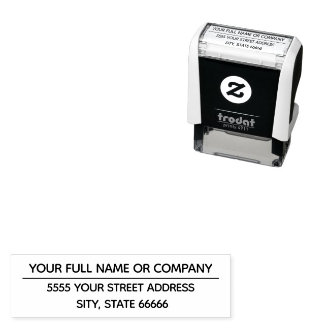 Tampon Auto-encreur Exemple de timbre personnalisé de votre adresse de (En situation)