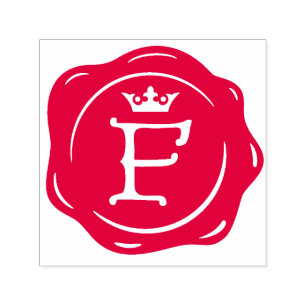 Tampon Auto-encreur F - Sceau de cire antique Couronne gothique Lettre