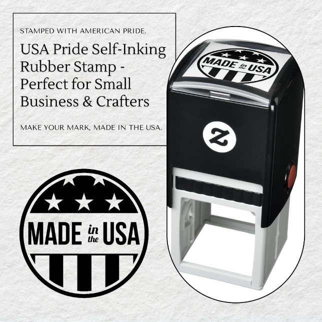 Tampon Auto-encreur Fabriqué Aux États-Unis Timbre En Caoutchouc (USA Pride Self-Inking Rubber Stamp - Perfect for Small Business & Crafters)
