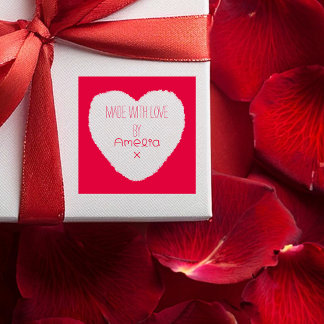 Tampon Auto-encreur Fabriqué avec amour Coeur personnalisé