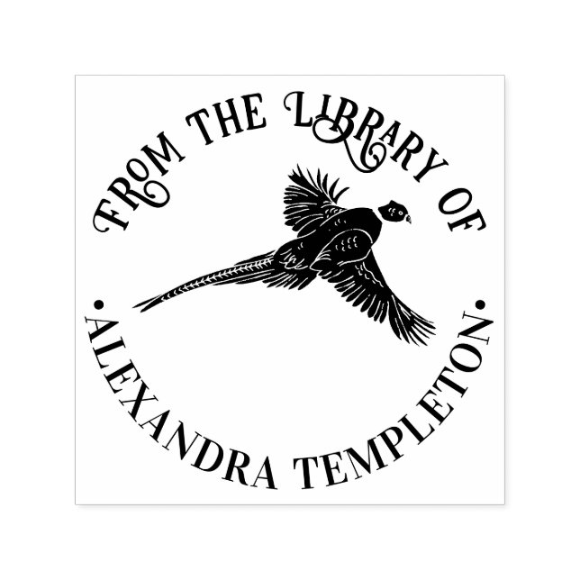 Tampon Auto-encreur Faisan élégant Oiseau de gibier Nom de livre de la (Design)
