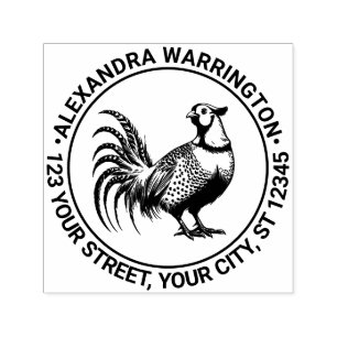 Tampon Auto-encreur Faisan vintage oiseau de gibier #3 Nom Adresse de 
