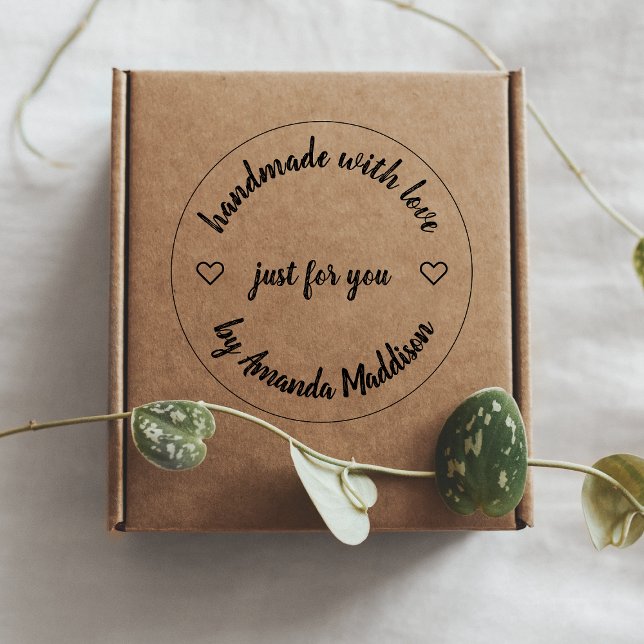 Tampon Auto-encreur Fait à la main avec amour | Nom du générateur de c (Créateur téléchargé)