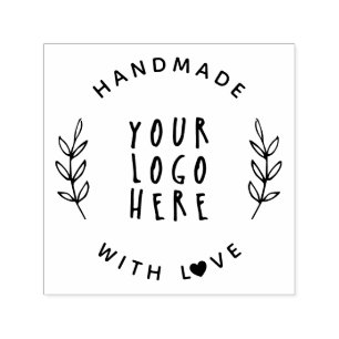 Tampon Auto-encreur Fait main avec amour   Logo de marque pour petites
