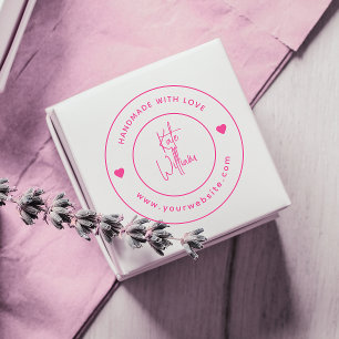 Tampon Auto-encreur Fait main avec amour   Site Web Nom personnalisé