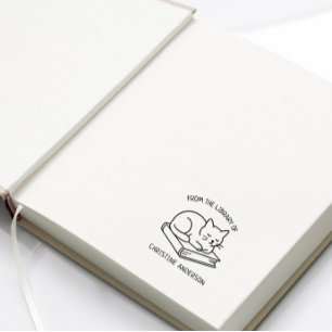 Tampon Auto-encreur Faites votre propre Chat mignon De La Biblioth