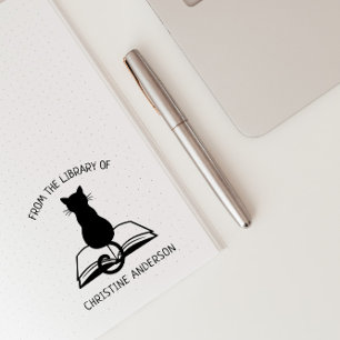 Tampon Auto-encreur Faites votre propre Chat mignon De La Biblioth
