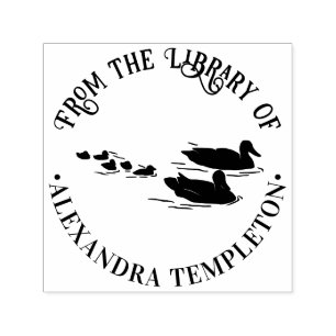 Tampon Auto-encreur Famille de canards Canetons Nom du livre de biblio