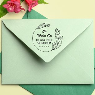 Tampon Auto-encreur Famille de script personnalisé d'adresse de retour