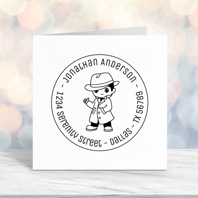 Tampon Auto-encreur Fedora Casquette Trench Coat homme Adresse ronde S (Créateur téléchargé)