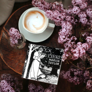 Tampon Auto-encreur Femme Lecture sous l'arbre