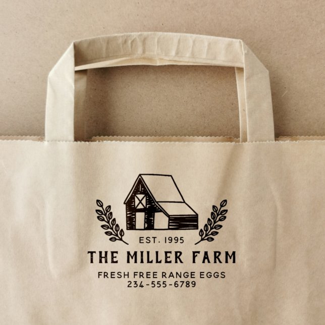 Tampon Auto-encreur Ferme familiale Poulets rustiques Coop Egg Carton (Créateur téléchargé)