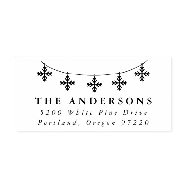 Tampon Auto-encreur Festif Snowflake Garland Adresse de retour (Design)