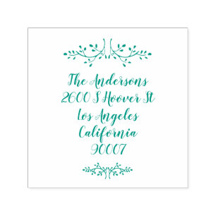 Tampon Auto-encreur Festive Feuilles Noël Adresse de Noël Self-inking