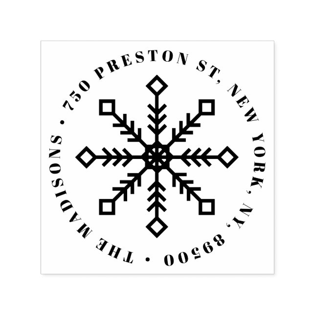 Tampon Auto-encreur Festive Fnowflake Holiday Adresse de retour (Design)